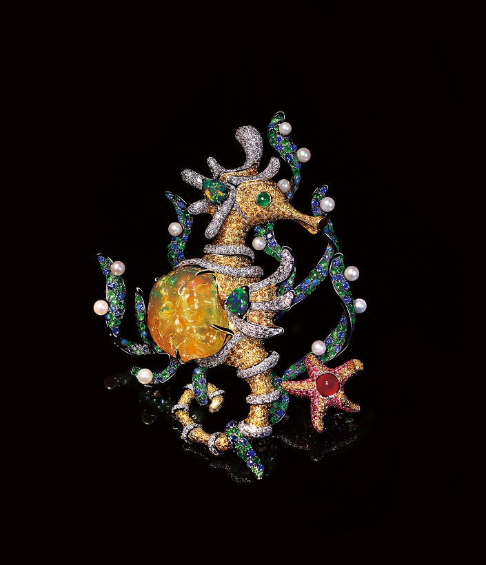 蛋白石＿火蛋白＿海馬＿海草＿海星＿別針B023002OP